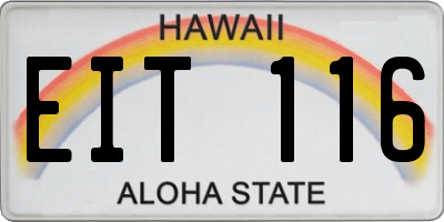 HI license plate EIT116