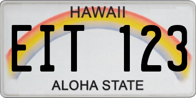 HI license plate EIT123
