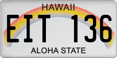 HI license plate EIT136