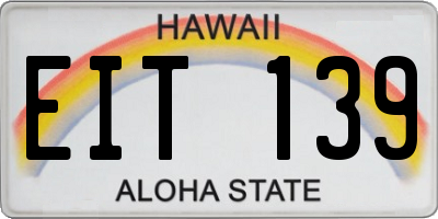 HI license plate EIT139
