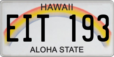 HI license plate EIT193