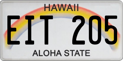 HI license plate EIT205