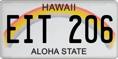 HI license plate EIT206