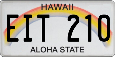 HI license plate EIT210