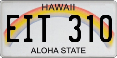 HI license plate EIT310