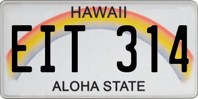 HI license plate EIT314
