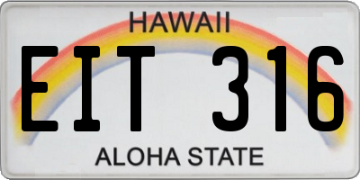 HI license plate EIT316