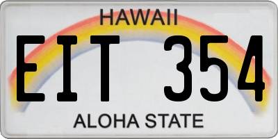 HI license plate EIT354