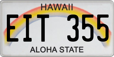 HI license plate EIT355