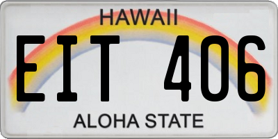 HI license plate EIT406