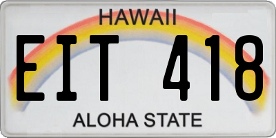 HI license plate EIT418