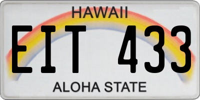 HI license plate EIT433