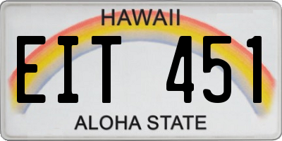 HI license plate EIT451