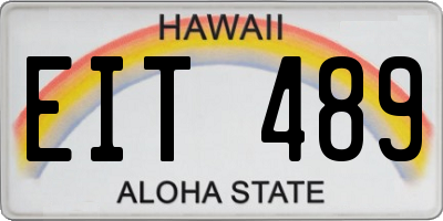 HI license plate EIT489