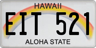 HI license plate EIT521