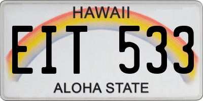 HI license plate EIT533