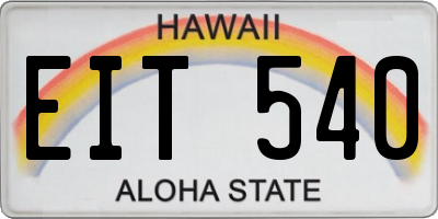 HI license plate EIT540