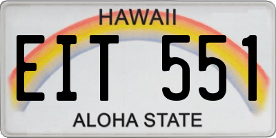 HI license plate EIT551
