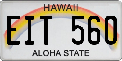 HI license plate EIT560