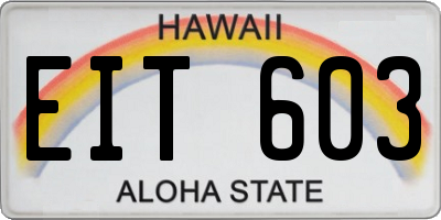 HI license plate EIT603