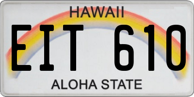 HI license plate EIT610