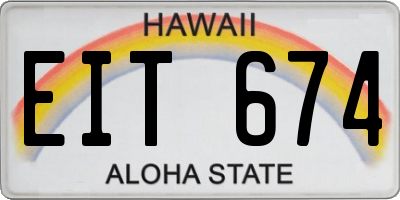 HI license plate EIT674