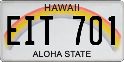 HI license plate EIT701