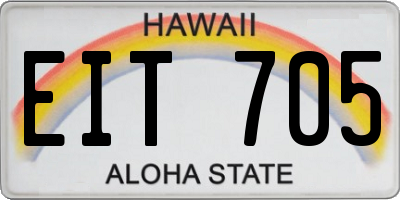 HI license plate EIT705