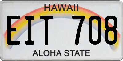 HI license plate EIT708