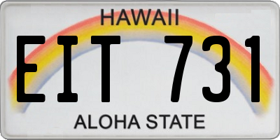 HI license plate EIT731