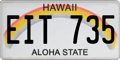 HI license plate EIT735