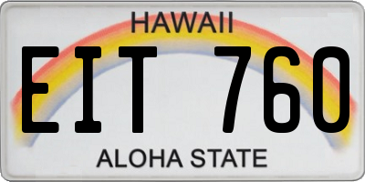 HI license plate EIT760