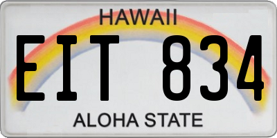 HI license plate EIT834