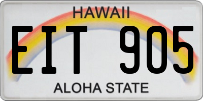 HI license plate EIT905