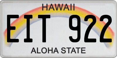 HI license plate EIT922