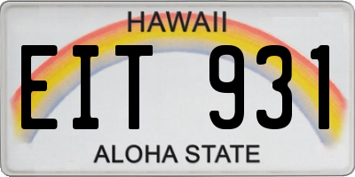 HI license plate EIT931