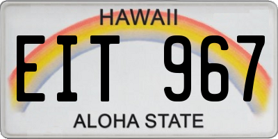 HI license plate EIT967