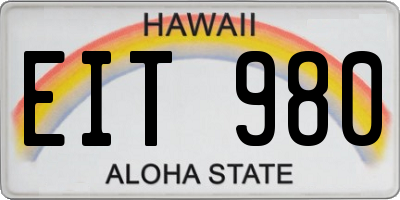 HI license plate EIT980