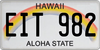 HI license plate EIT982