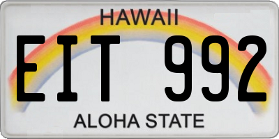 HI license plate EIT992