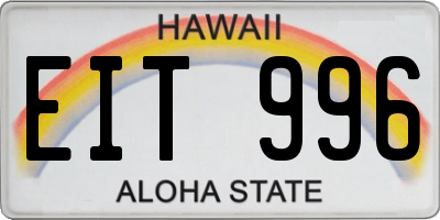 HI license plate EIT996