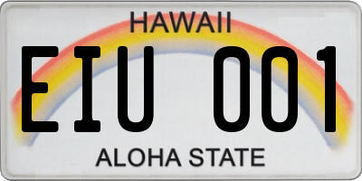 HI license plate EIU001