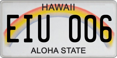 HI license plate EIU006