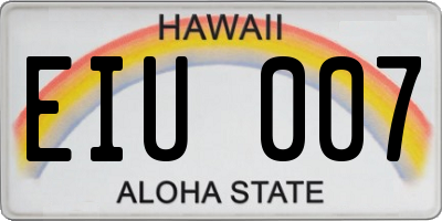 HI license plate EIU007