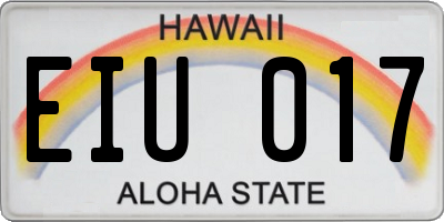 HI license plate EIU017