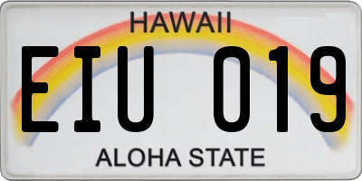 HI license plate EIU019