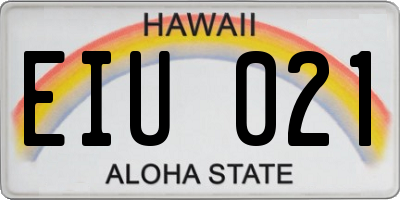HI license plate EIU021