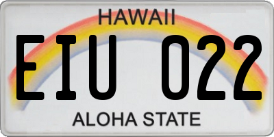 HI license plate EIU022