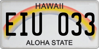 HI license plate EIU033