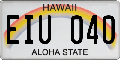 HI license plate EIU040